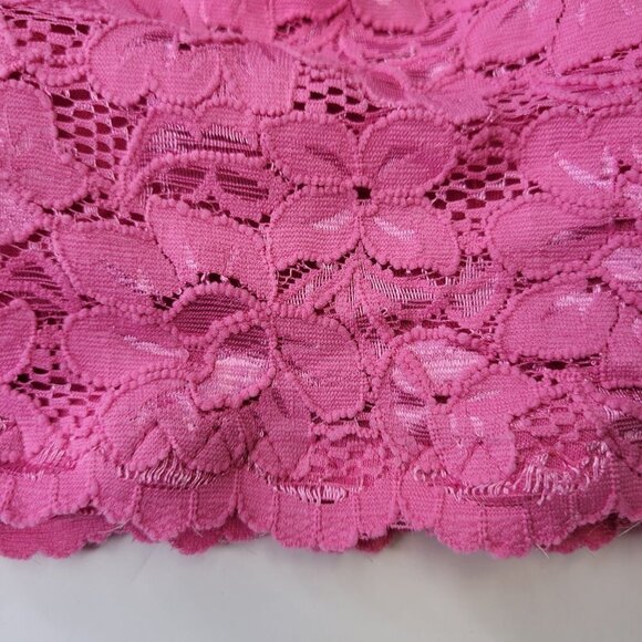 Sexy Pink Bralette Crop Top Lace Bandeau Adjustable Straps Removable Pads - NEW - Picture 5 of 10